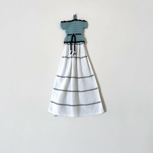 Handmade Dress Hand Towel, Crochet Mother's Day Gifts, Handmade Tea Towel - Picture 2 of 10